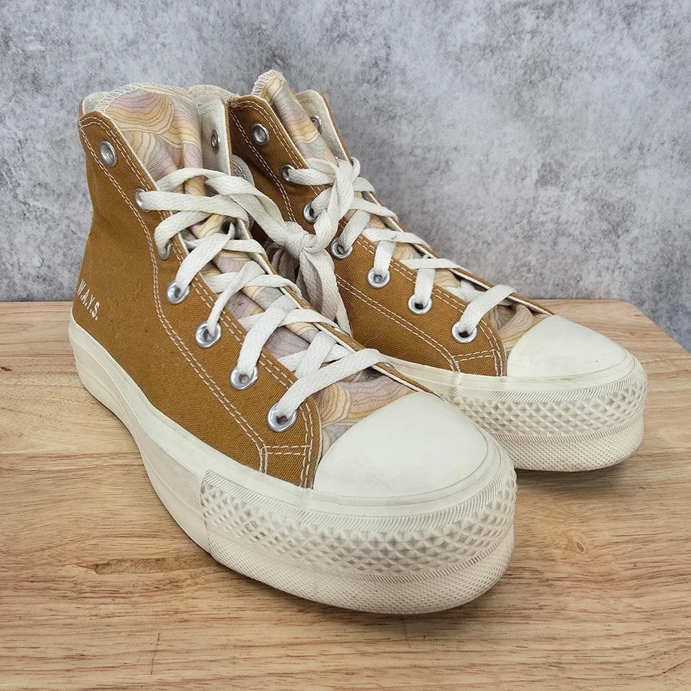 Converse Chuck Taylor All Star Lift Platform Sneaker Womens 8.5 Custom Brown WAY